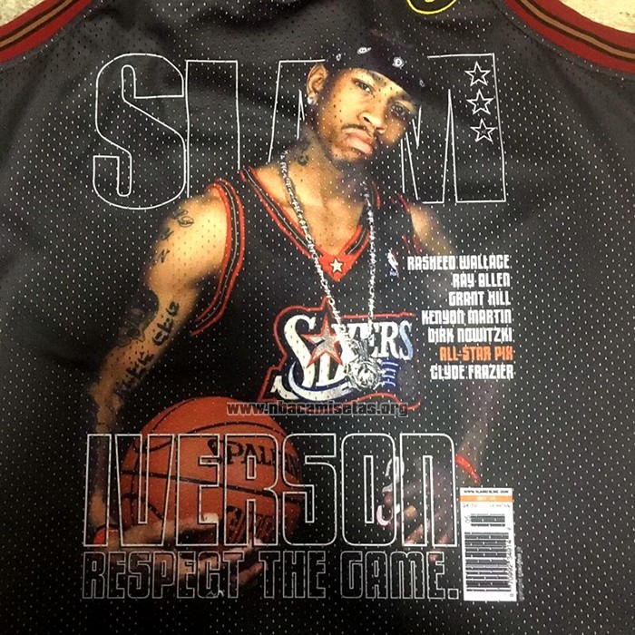 Camiseta Philadelphia 76ers Allen Iverson Slam NO 3 Retro Negro